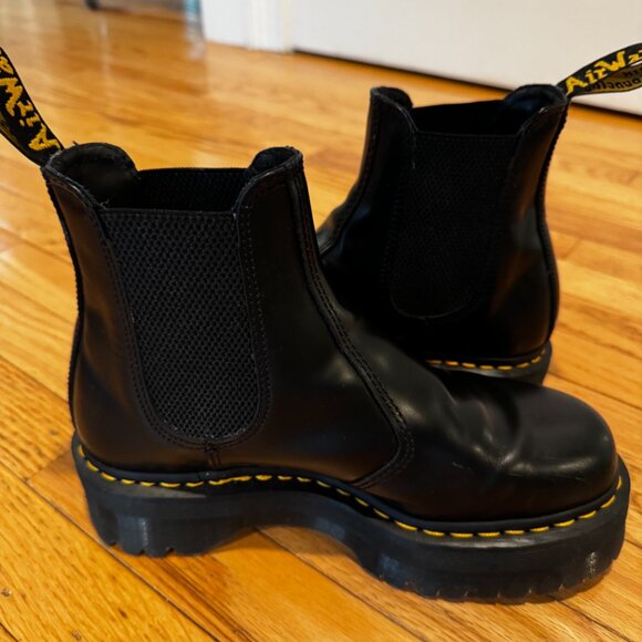 Dr. Martens Black Ankle Boots with Yellow Stitching - Picture 3 of 9